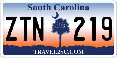 SC license plate ZTN219
