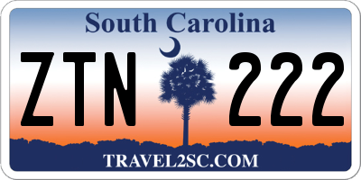 SC license plate ZTN222