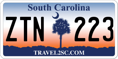 SC license plate ZTN223