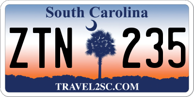 SC license plate ZTN235