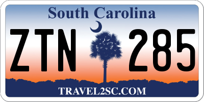 SC license plate ZTN285