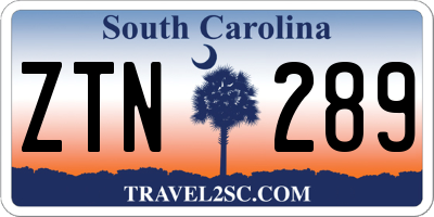 SC license plate ZTN289