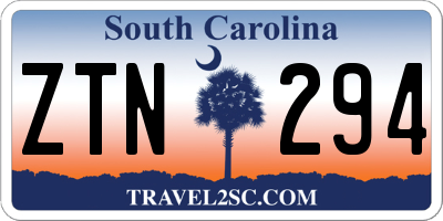 SC license plate ZTN294