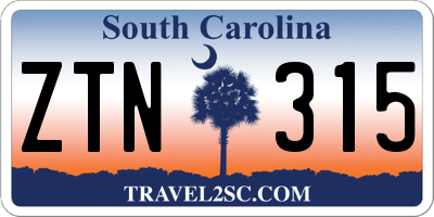 SC license plate ZTN315