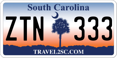 SC license plate ZTN333