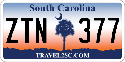 SC license plate ZTN377
