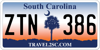 SC license plate ZTN386
