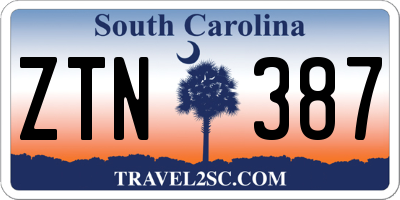 SC license plate ZTN387