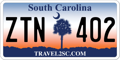 SC license plate ZTN402
