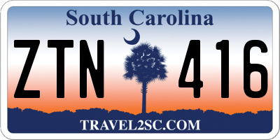 SC license plate ZTN416