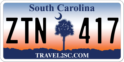 SC license plate ZTN417