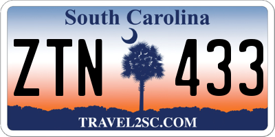 SC license plate ZTN433