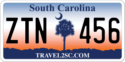 SC license plate ZTN456