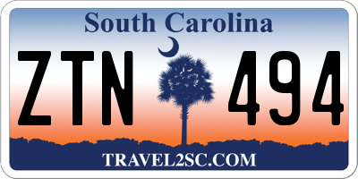 SC license plate ZTN494