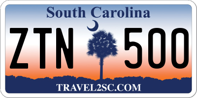SC license plate ZTN500