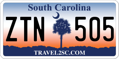 SC license plate ZTN505