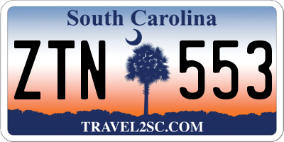 SC license plate ZTN553