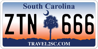 SC license plate ZTN666