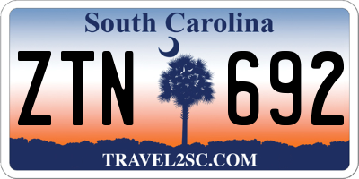 SC license plate ZTN692