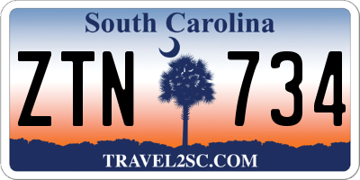 SC license plate ZTN734