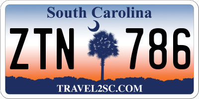 SC license plate ZTN786