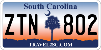 SC license plate ZTN802
