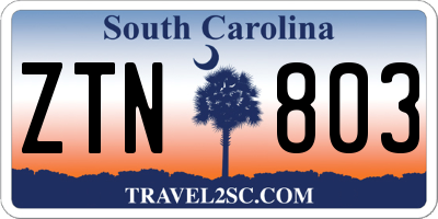 SC license plate ZTN803