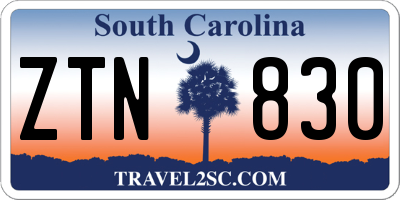 SC license plate ZTN830
