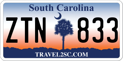 SC license plate ZTN833