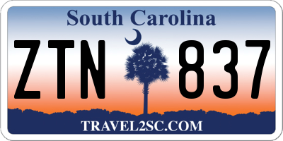 SC license plate ZTN837