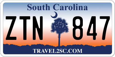 SC license plate ZTN847
