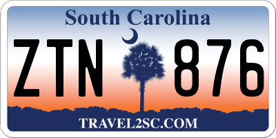 SC license plate ZTN876