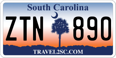 SC license plate ZTN890