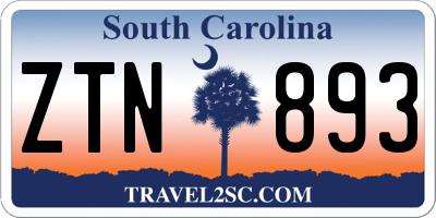 SC license plate ZTN893