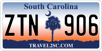 SC license plate ZTN906