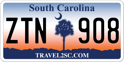 SC license plate ZTN908