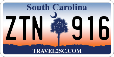 SC license plate ZTN916