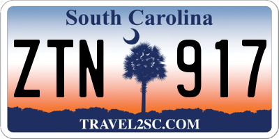 SC license plate ZTN917