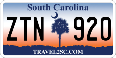 SC license plate ZTN920