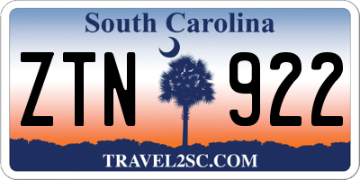 SC license plate ZTN922