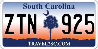 SC license plate ZTN925