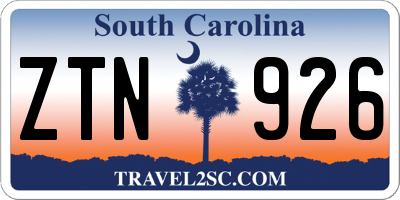 SC license plate ZTN926