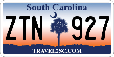 SC license plate ZTN927