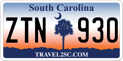 SC license plate ZTN930