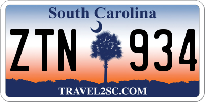 SC license plate ZTN934
