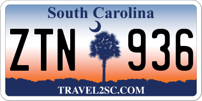 SC license plate ZTN936