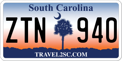 SC license plate ZTN940