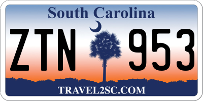 SC license plate ZTN953