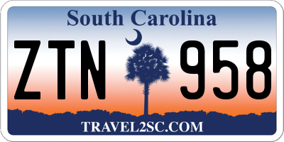 SC license plate ZTN958