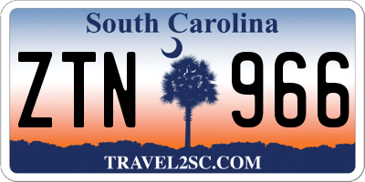SC license plate ZTN966